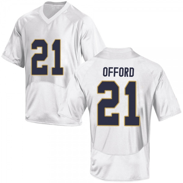 Caleb Offord Notre Dame Fighting Irish NCAA Men's #21 White Replica College Stitched Football Jersey DWT8755TO